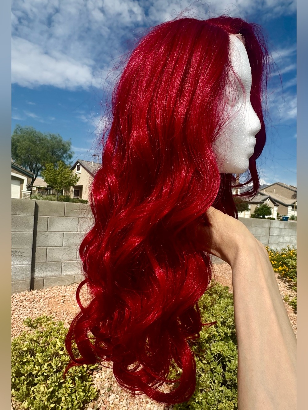 Jessica Rabbit Lace Front Red Long Wavy Women's Synthetic Wig - Picture 6 of 15